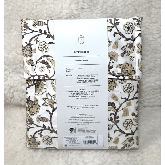 Twin/Twin XL 400TC Performance Sheet Set Cool Floral - Threshold - NEW - Picture 6 of 6